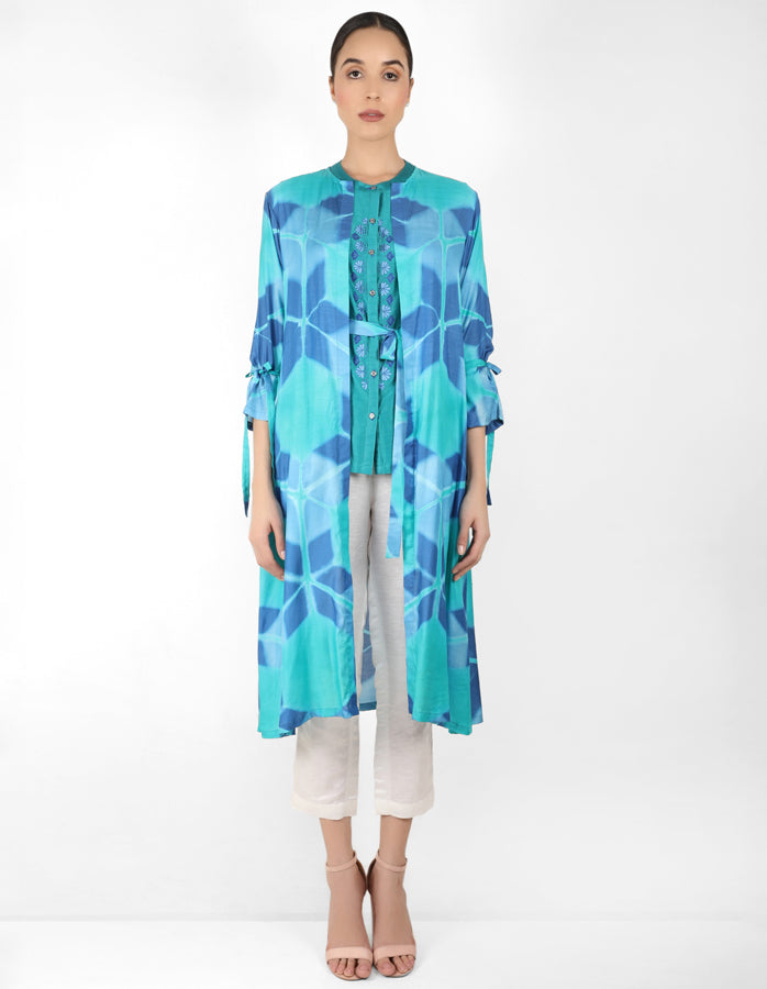 Kaleidoscopic jacket and shirt - Blue
