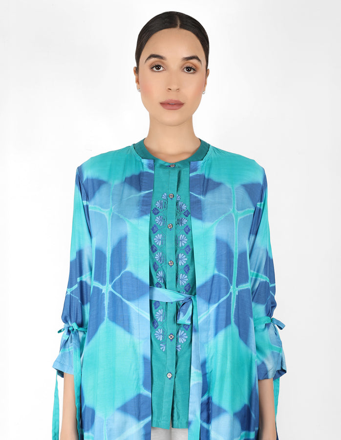 Kaleidoscopic jacket and shirt - Blue
