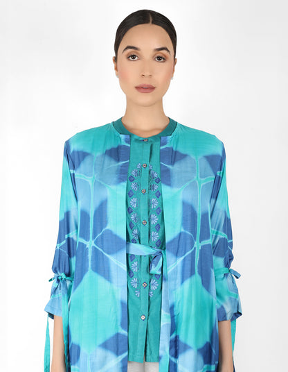Kaleidoscopic jacket and shirt - Blue