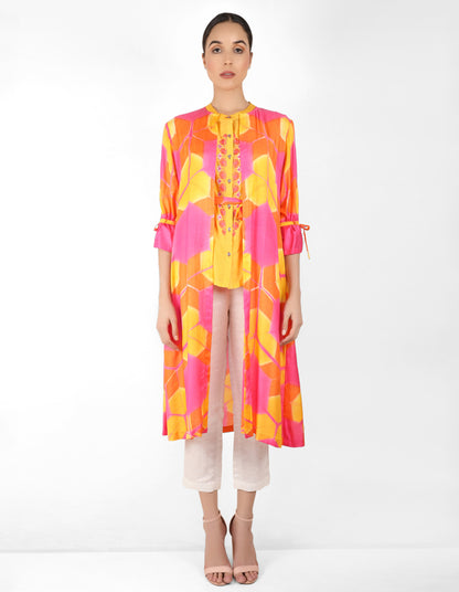 Kaleidoscopic jacket and shirt - Orange, Pink & Yellow