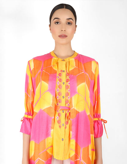 Kaleidoscopic jacket and shirt - Orange, Pink & Yellow