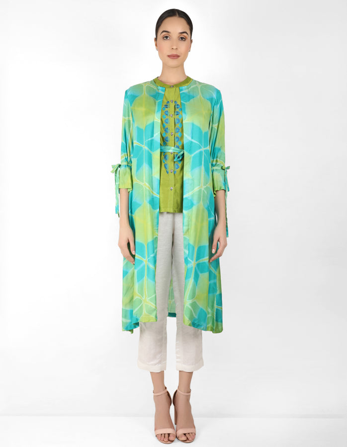Kaleidoscopic jacket and shirt - Blue & Green