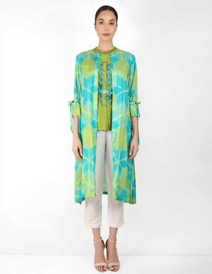 Kaleidoscopic jacket and shirt - Blue & Green