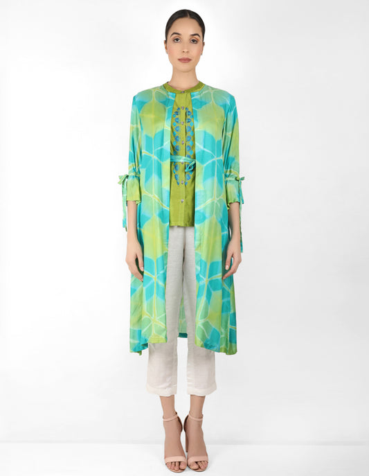 Kaleidoscopic jacket and shirt - Blue & Green