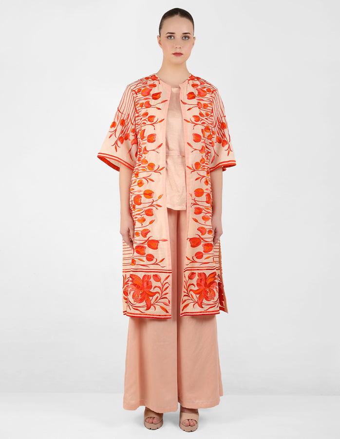 The falling tulip long jacket - Peach