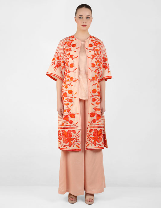The falling tulip long jacket - Peach