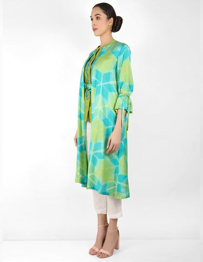 Kaleidoscopic jacket and shirt - Blue & Green