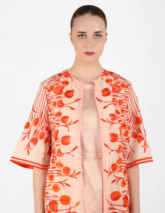 The falling tulip long jacket - Peach