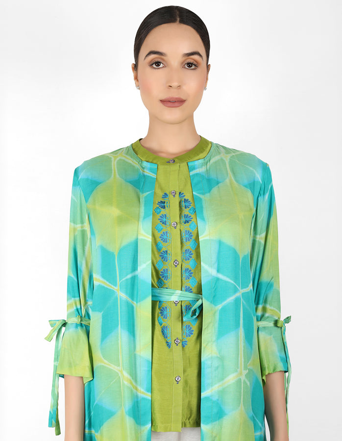 Kaleidoscopic jacket and shirt - Blue & Green