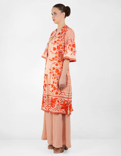 The falling tulip long jacket - Peach