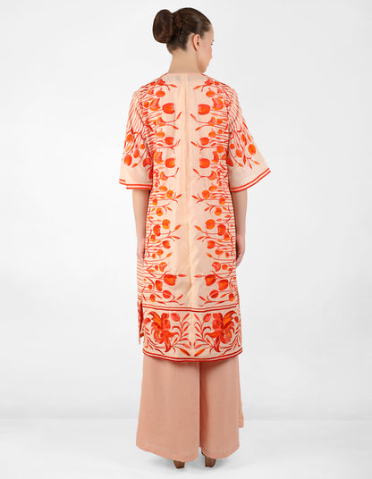The falling tulip long jacket - Peach