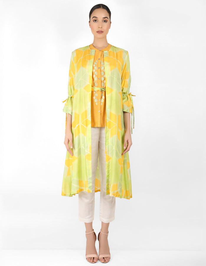 Kaleidoscopic jacket and shirt - Yellow & Pista Geen