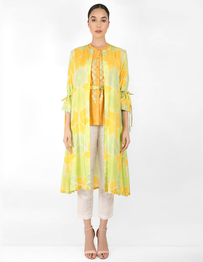 Kaleidoscopic jacket and shirt - Yellow & Pista Geen