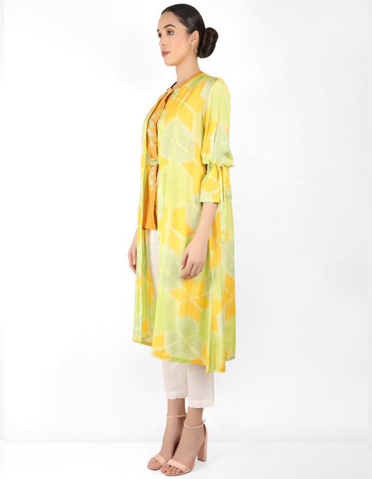 Kaleidoscopic jacket and shirt - Yellow & Pista Geen