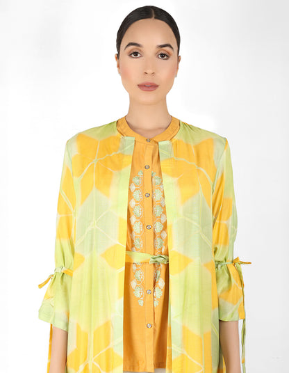 Kaleidoscopic jacket and shirt - Yellow & Pista Geen