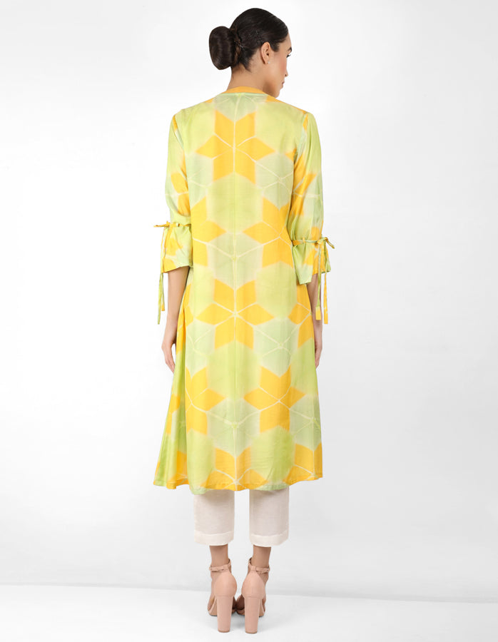 Kaleidoscopic jacket and shirt - Yellow & Pista Geen