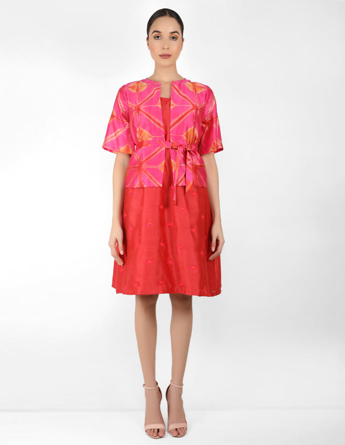 Kaleidoscopic jacket tunic - Fuchsia - Pink & Red