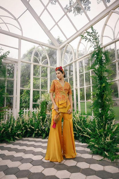 Silk jacket top with irish satin pants