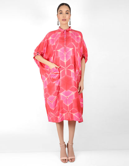 Kaleidoscopic Kaftan shirt - Red,  Pink & Coral
