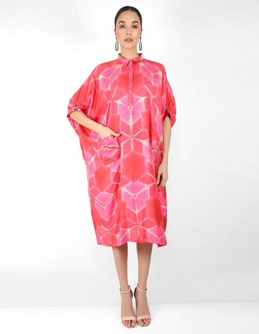 Kaleidoscopic Kaftan shirt - Red,  Pink & Coral
