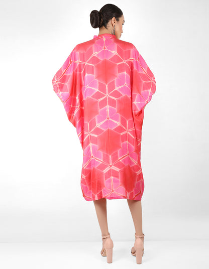 Kaleidoscopic Kaftan shirt - Red,  Pink & Coral