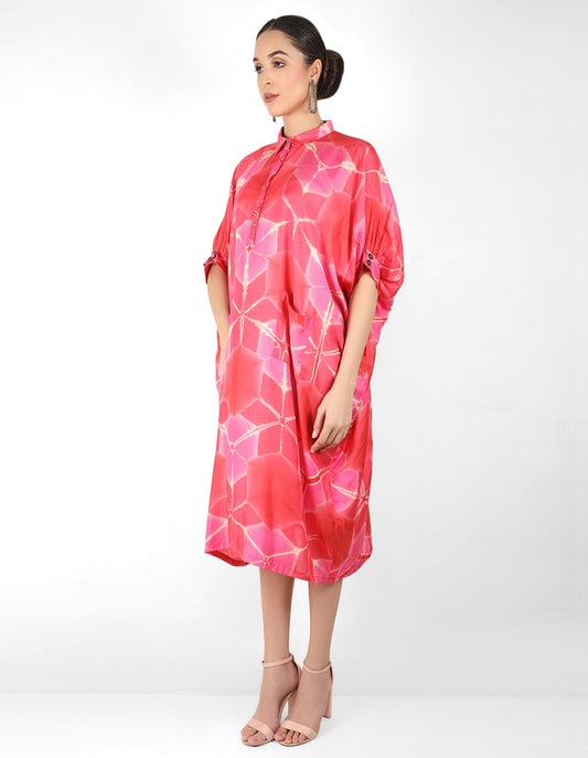 Kaleidoscopic Kaftan shirt - Red,  Pink & Coral