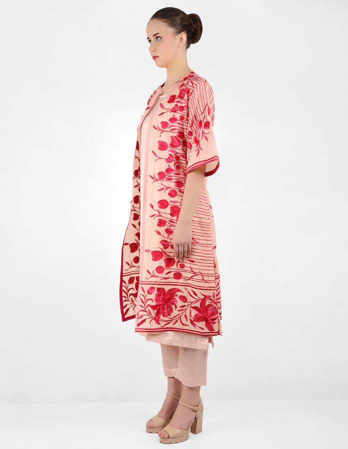 The falling tulip long jacket - Rose Gold