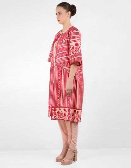 Multi directional stripe floral jacket - Rose Gold