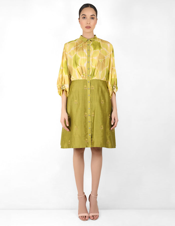 Kaleidoscopic shirt tunic - Mehendi & Green