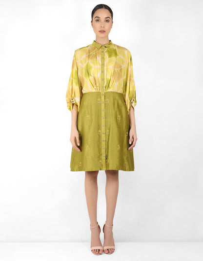 Kaleidoscopic shirt tunic - Mehendi & Green