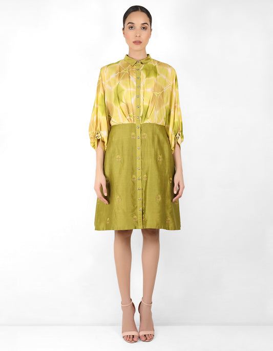 Kaleidoscopic shirt tunic - Mehendi & Green