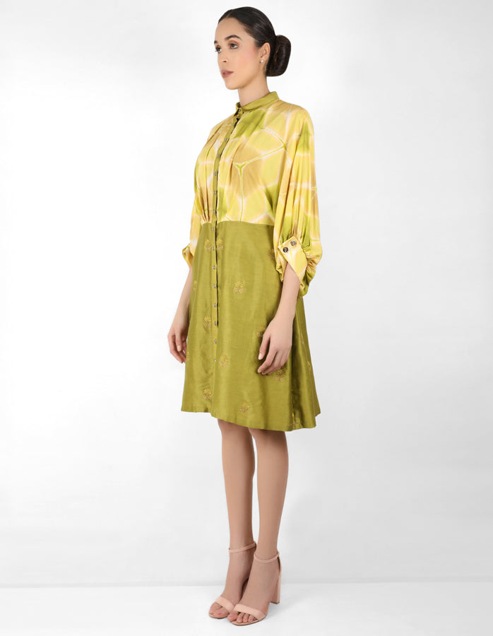 Kaleidoscopic shirt tunic - Mehendi & Green