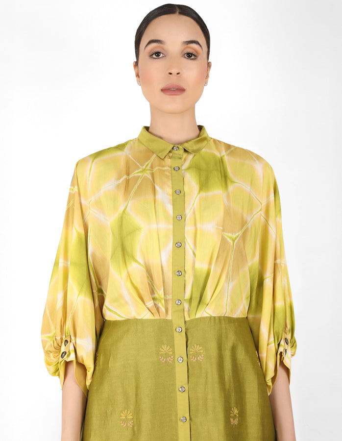 Kaleidoscopic shirt tunic - Mehendi & Green