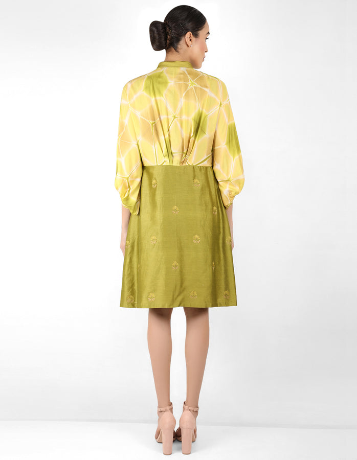 Kaleidoscopic shirt tunic - Mehendi & Green