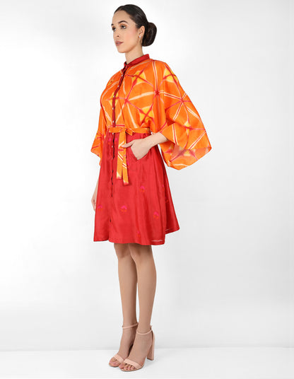 Kaleidoscopic shirt tunic - Fuchsia, Pink & Orange