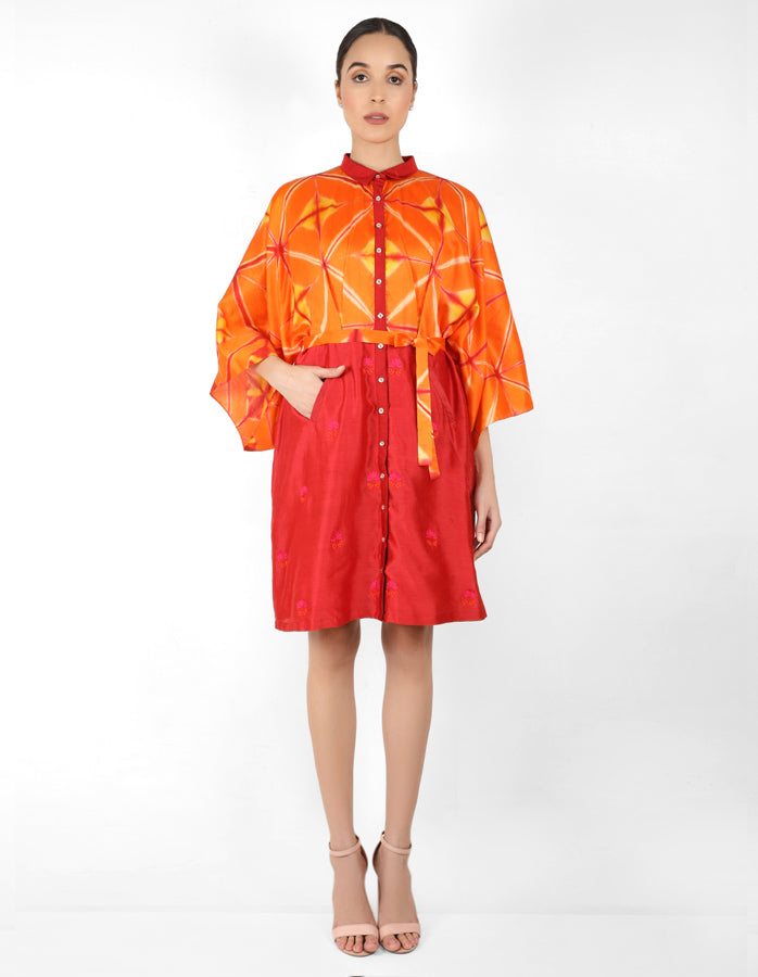 Kaleidoscopic shirt tunic - Fuchsia, Pink & Orange