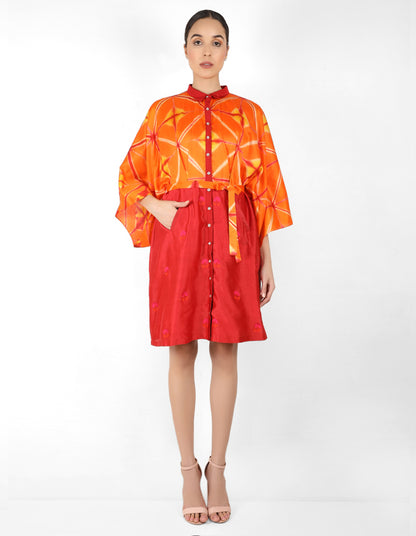 Kaleidoscopic shirt tunic - Fuchsia, Pink & Orange