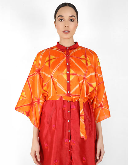 Kaleidoscopic shirt tunic - Fuchsia, Pink & Orange
