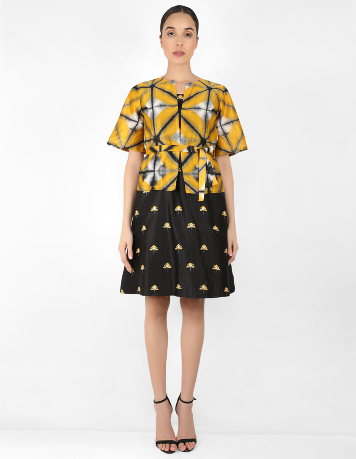 Kaleidoscopic jacket tunic - Black & Mustard Yellow