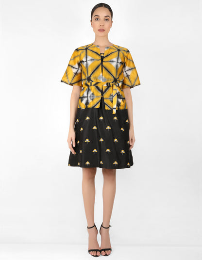 Kaleidoscopic jacket tunic - Black & Mustard Yellow
