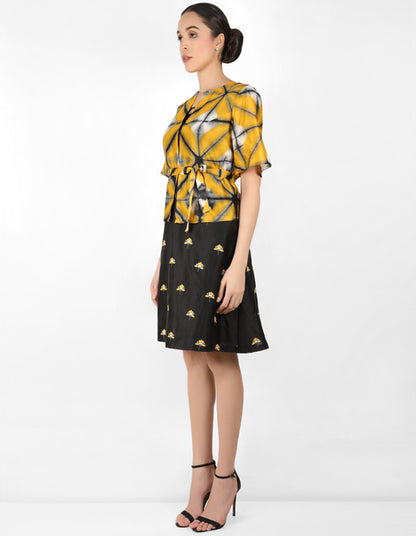 Kaleidoscopic jacket tunic - Black & Mustard Yellow