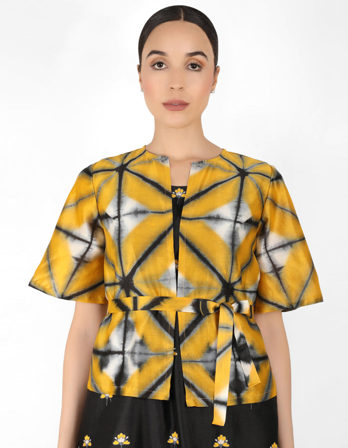 Kaleidoscopic jacket tunic - Black & Mustard Yellow