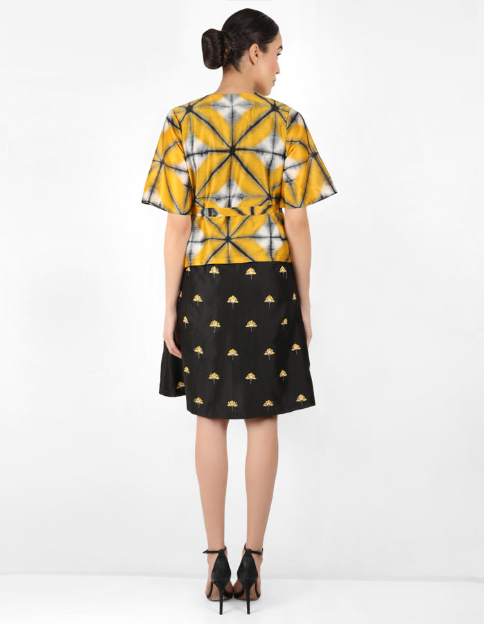 Kaleidoscopic jacket tunic - Black & Mustard Yellow