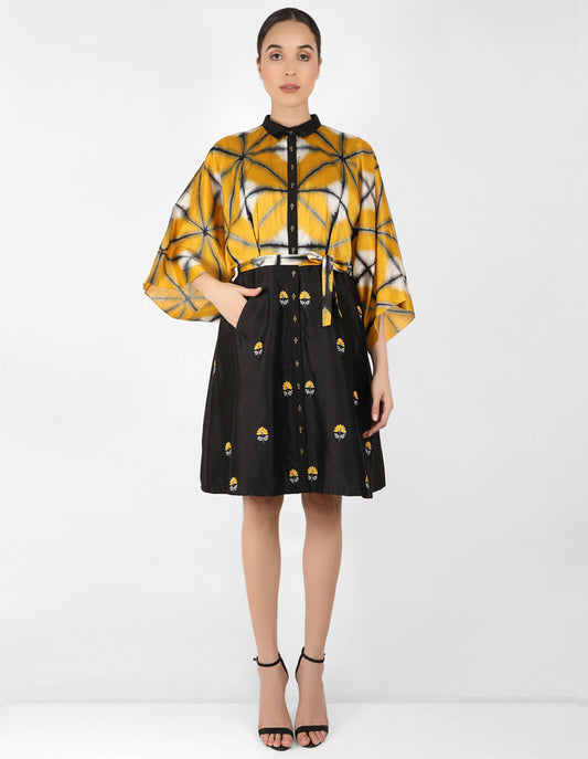 Kaleidoscopic shirt tunic - Black & Mustard Yellow