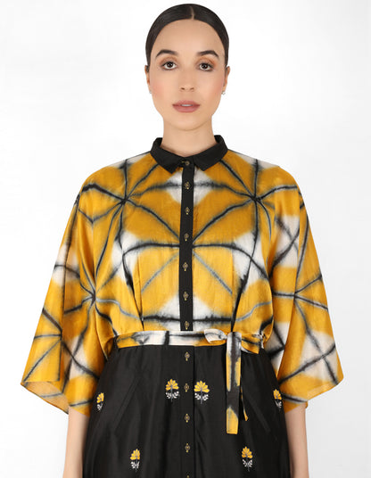 Kaleidoscopic shirt tunic - Black & Mustard Yellow