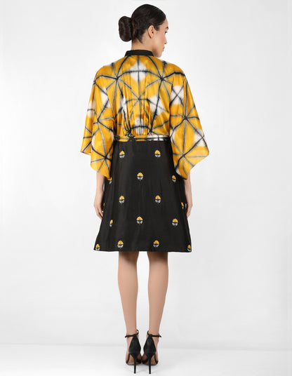 Kaleidoscopic shirt tunic - Black & Mustard Yellow
