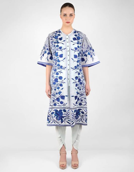 The falling tulip long jacket - Blue