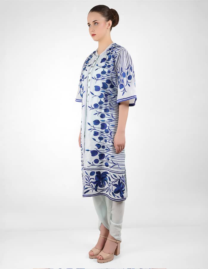 The falling tulip long jacket - Blue