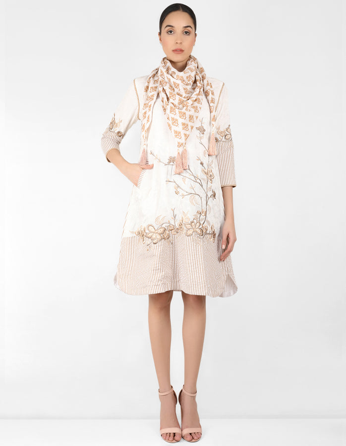 The Floralipe Tunic Dress - Beige
