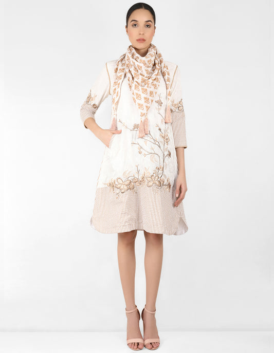 The Floralipe Tunic Dress - Beige